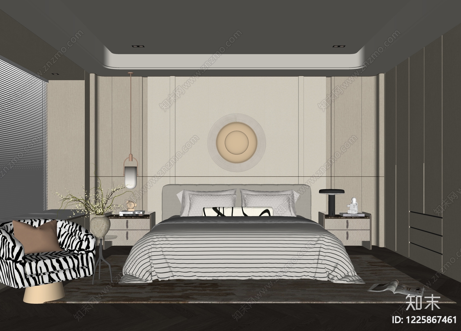轻奢家居卧室SU模型下载【ID:1225867461】