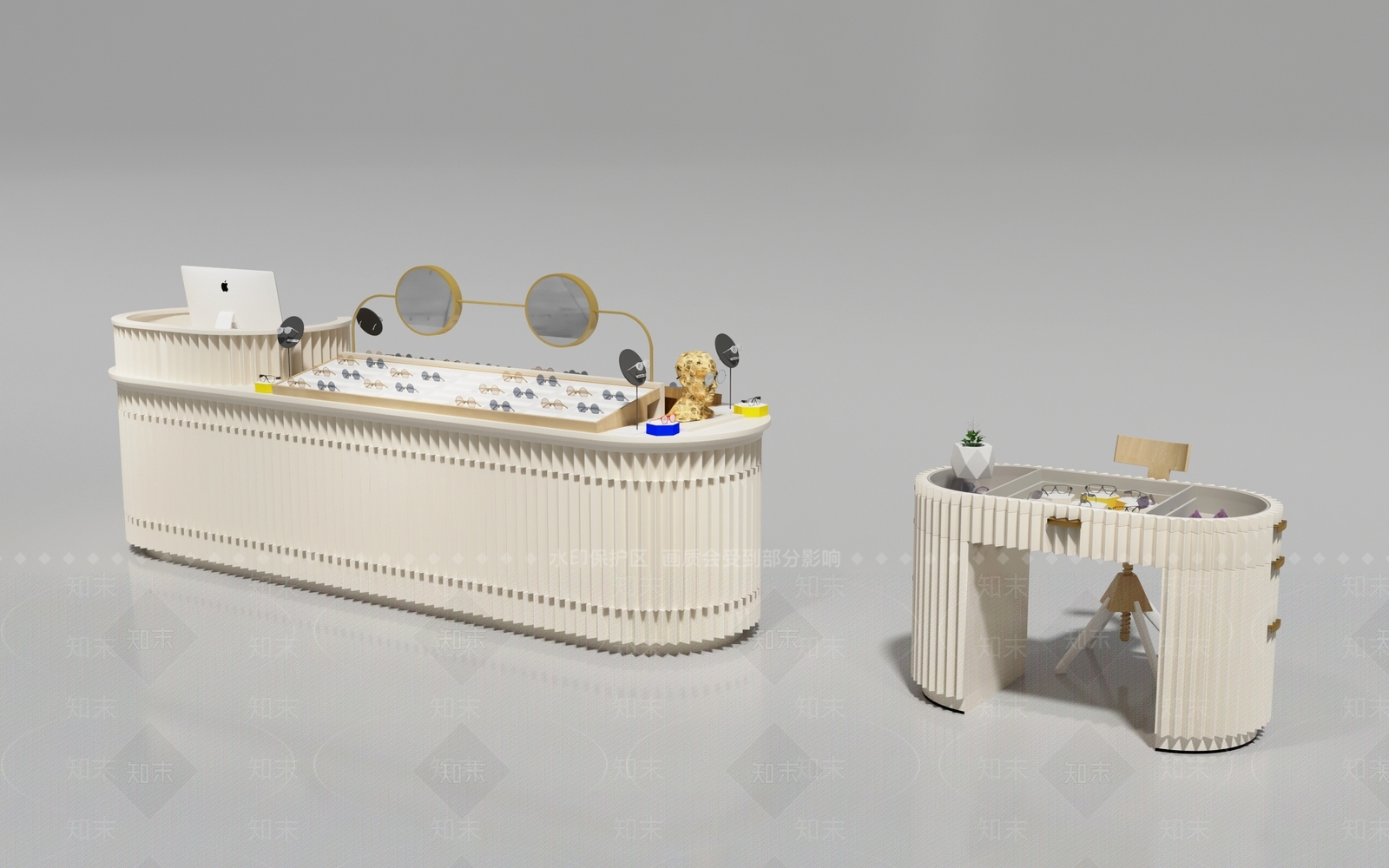 奶油风眼镜店3D模型下载【ID:1225924872】