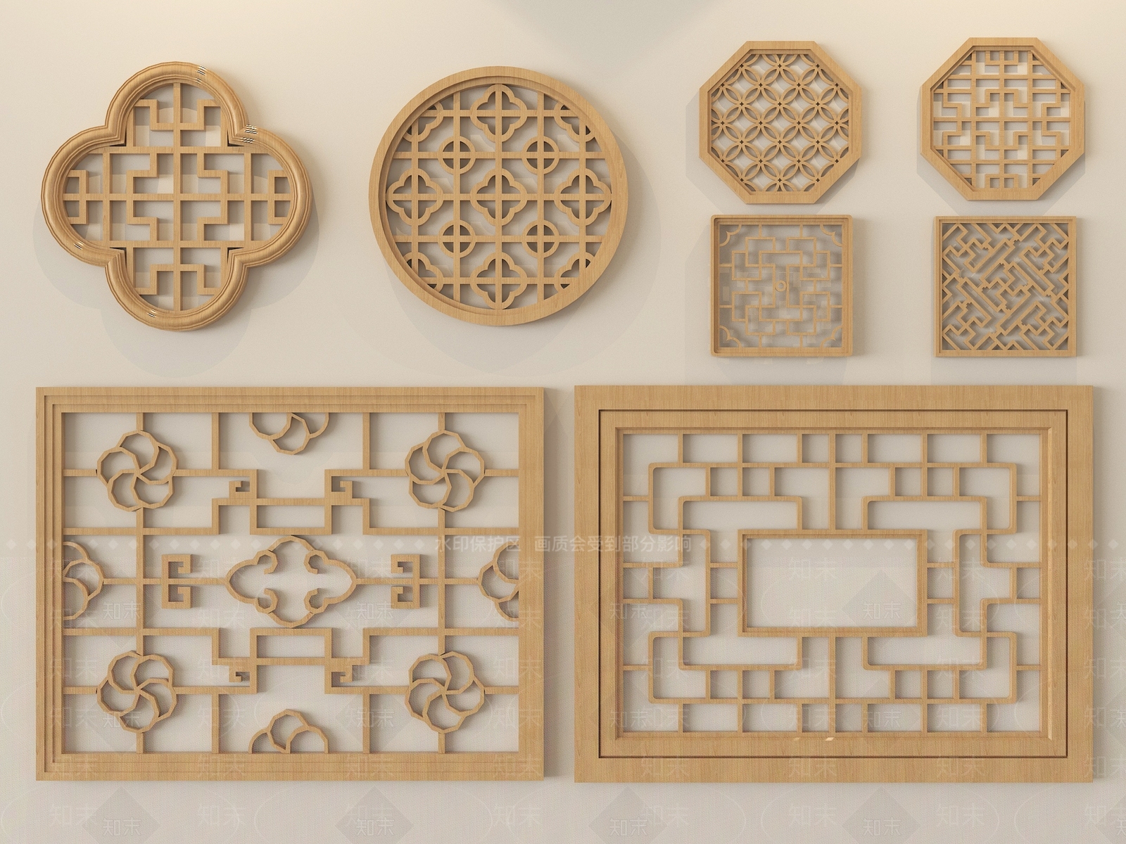 中式窗3D模型下载【ID:1226058233】