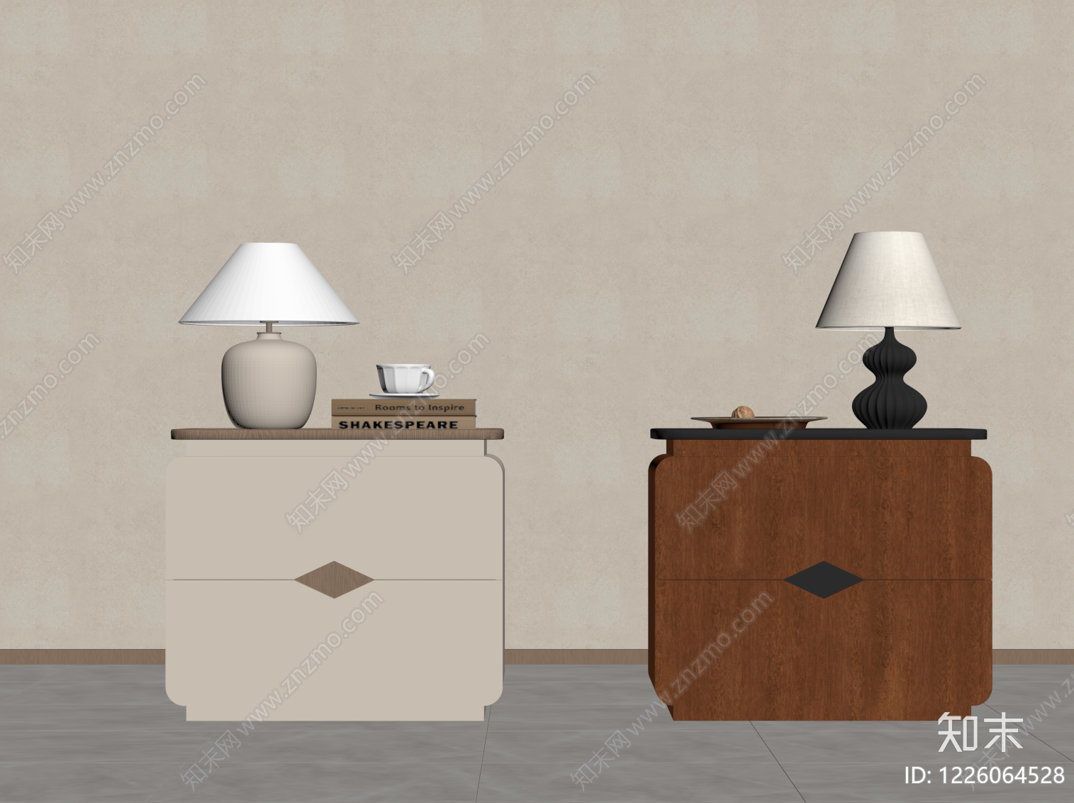 现代简约床头柜SU模型下载【ID:1226064528】