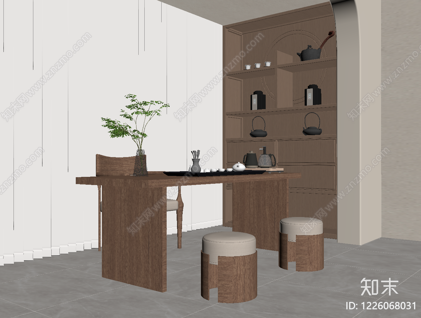 原木风家居阳台SU模型下载【ID:1226068031】