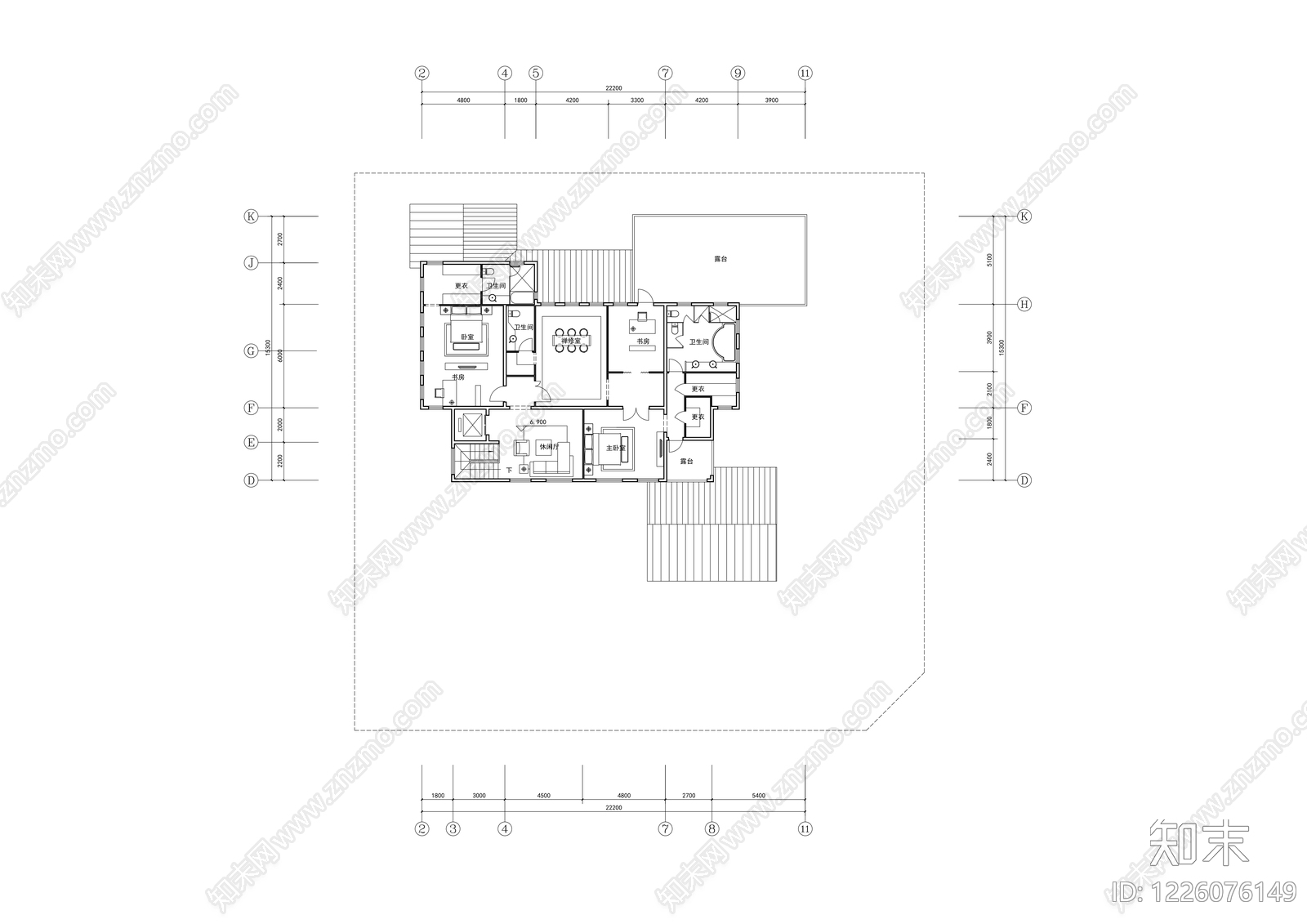 别墅建筑cad施工图下载【ID:1226076149】