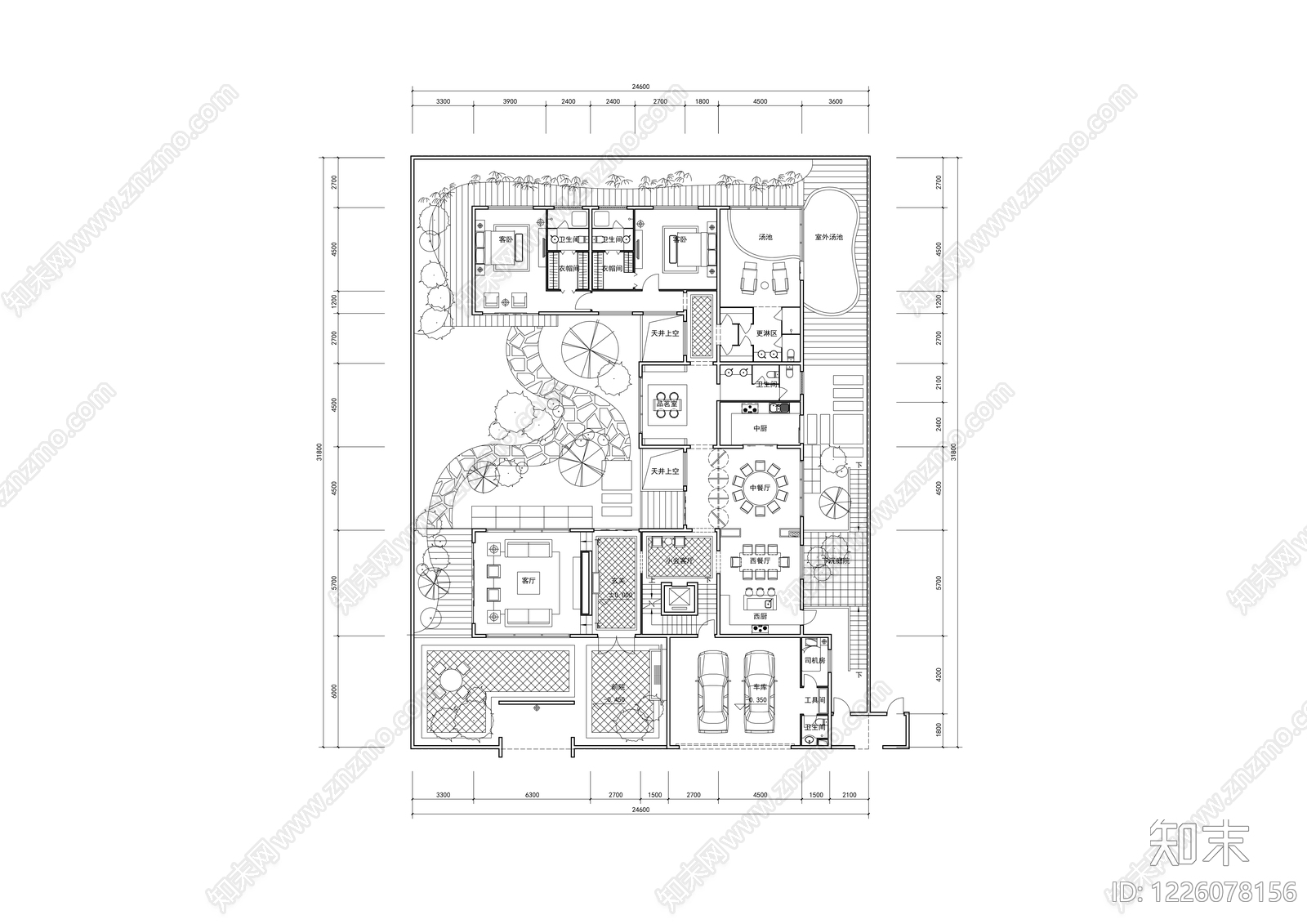 别墅建筑cad施工图下载【ID:1226078156】