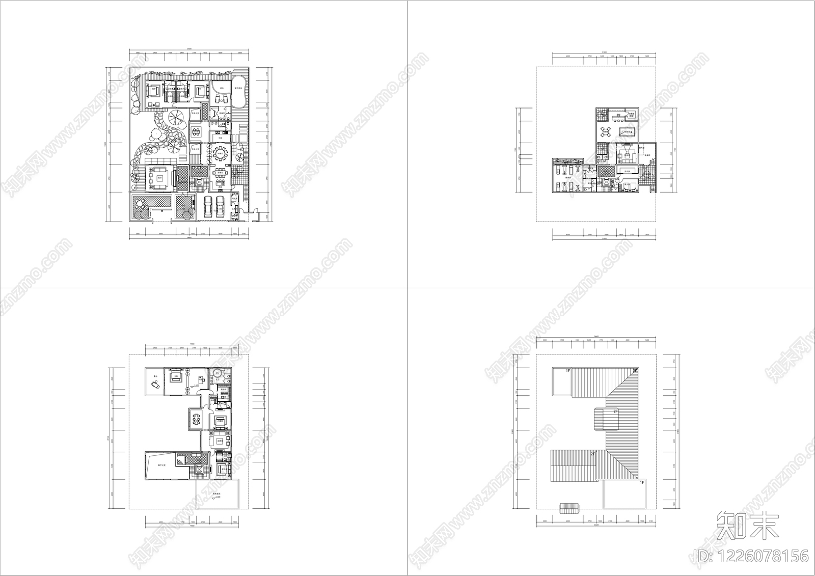 别墅建筑cad施工图下载【ID:1226078156】