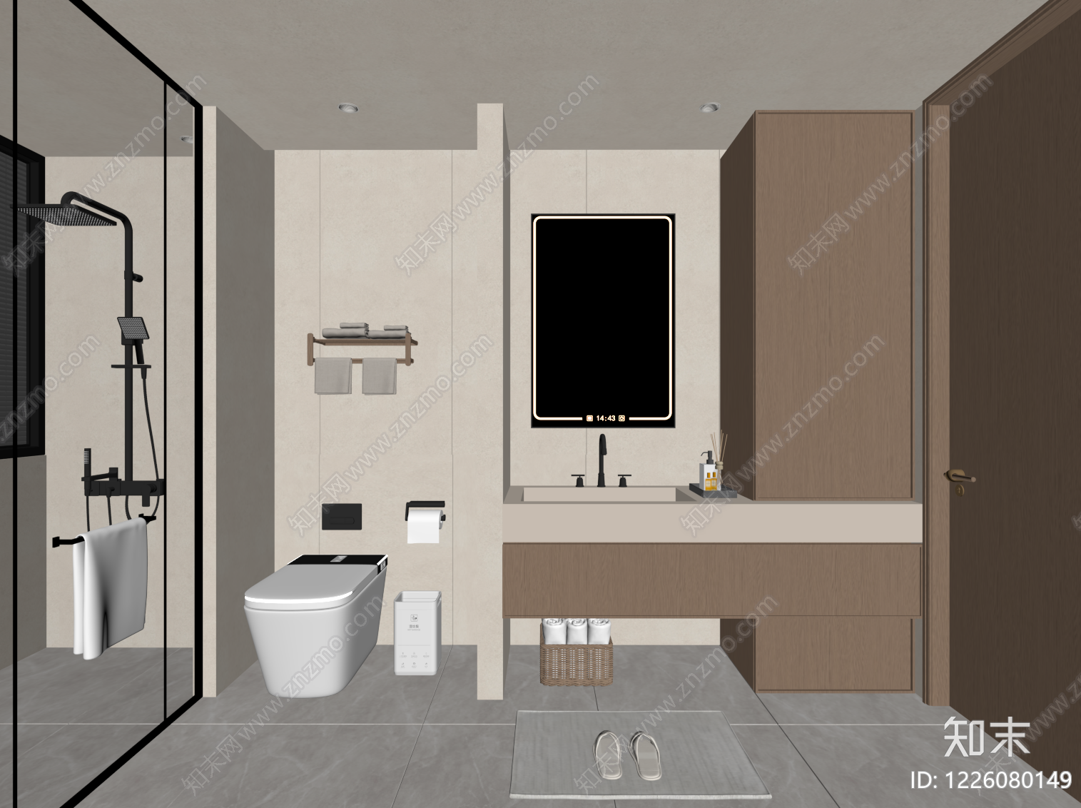 现代简约卫生间SU模型下载【ID:1226080149】