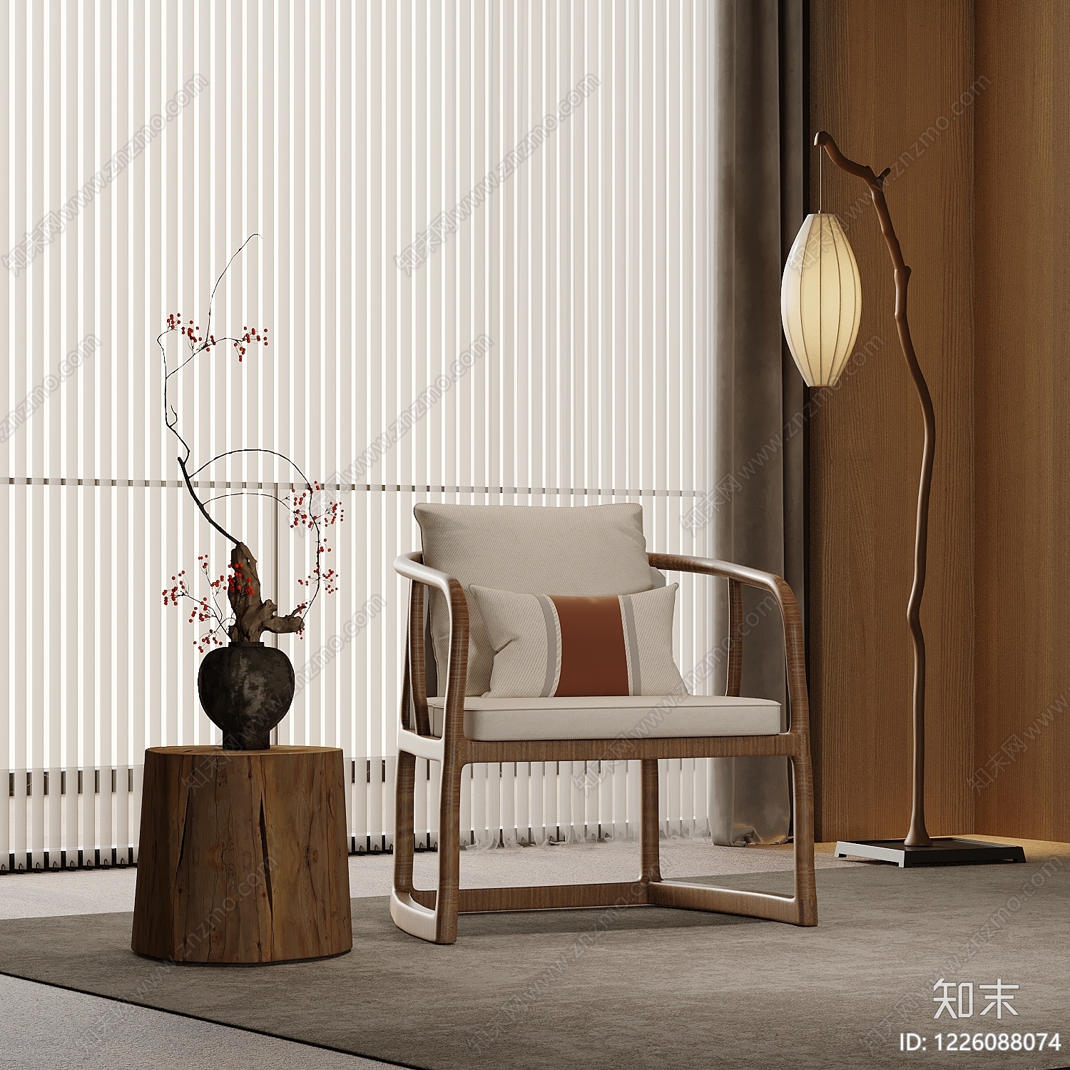 新中式休闲椅SU模型草图