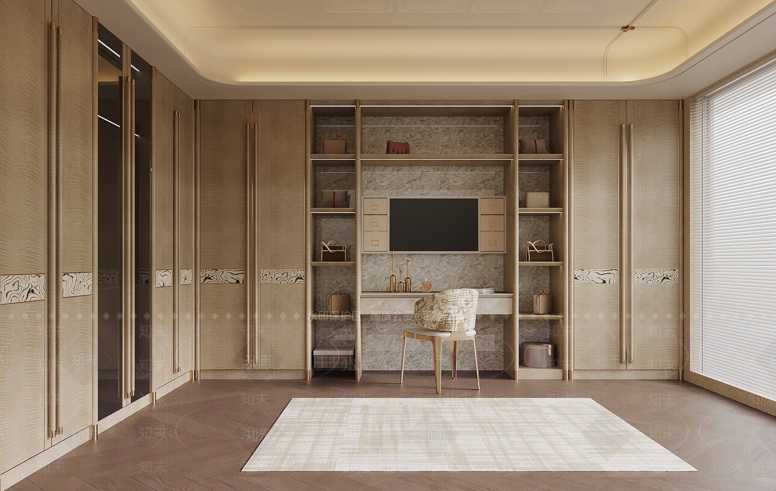 轻奢衣帽间3D模型下载【ID:1226088342】