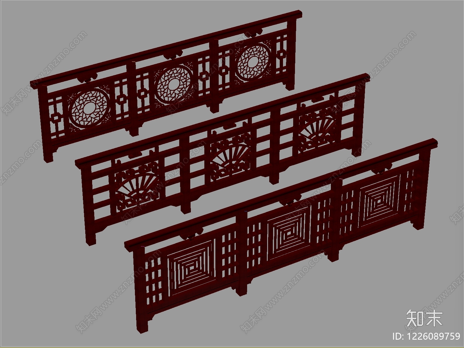 中式围栏护栏SU模型下载【ID:1226089759】