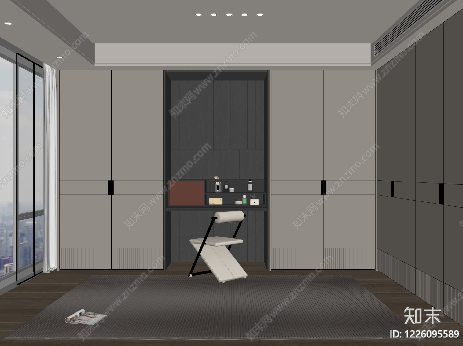 现代简约衣帽间SU模型下载【ID:1226095589】