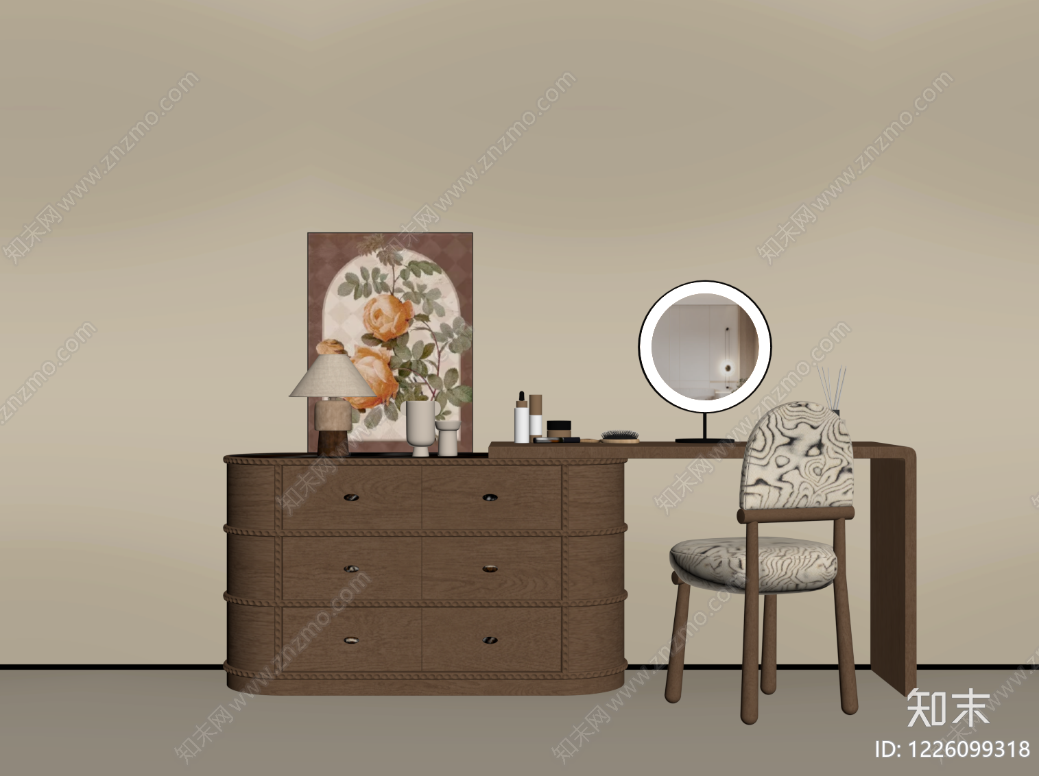 中古风梳妆台SU模型下载【ID:1226099318】