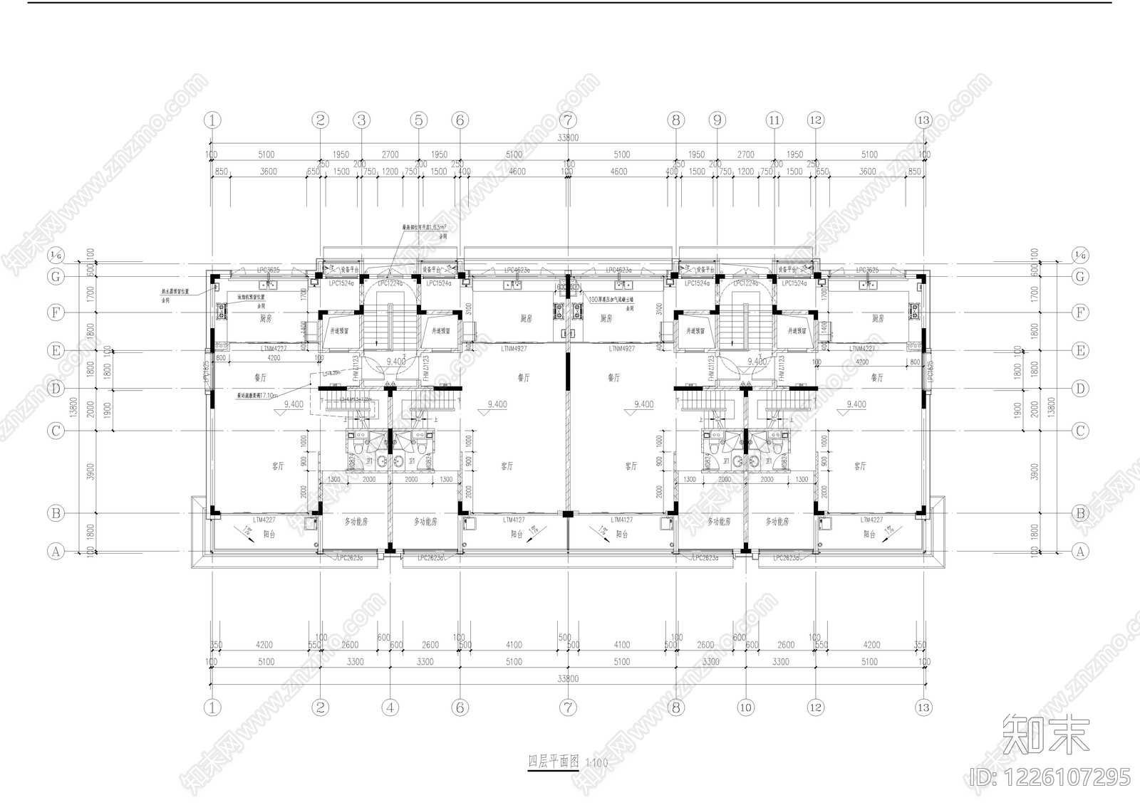别墅建筑cad施工图下载【ID:1226107295】