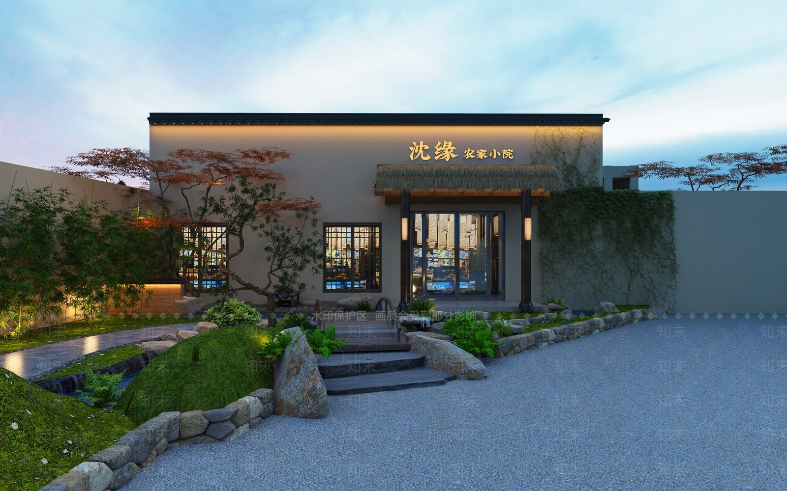 新中式景观中餐厅3D模型下载【ID:1226193642】