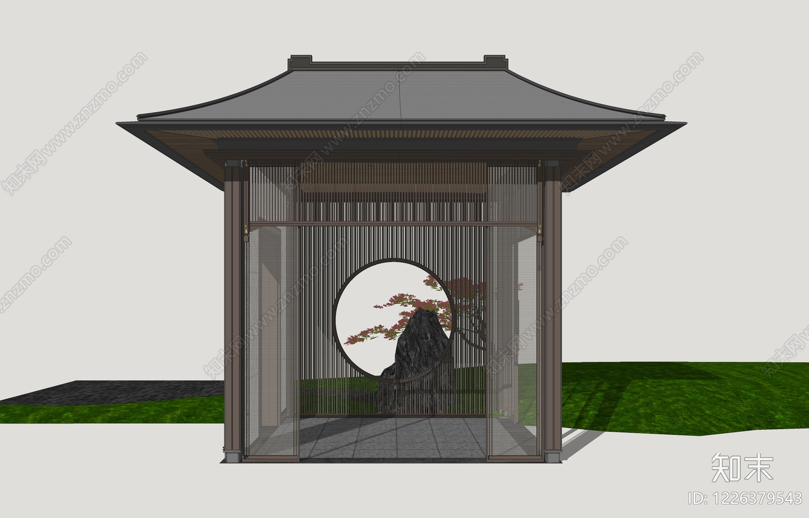 新中式景观亭子SU模型下载【ID:1226379543】