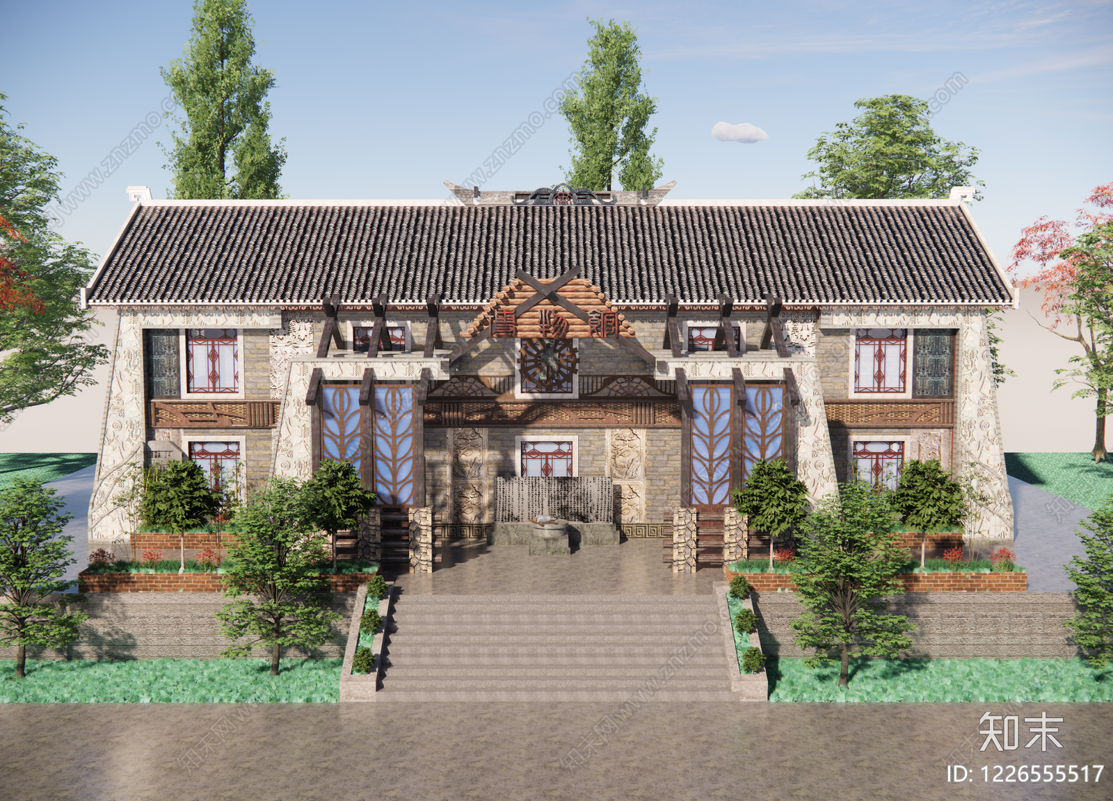 中式古建博物馆SU模型草图