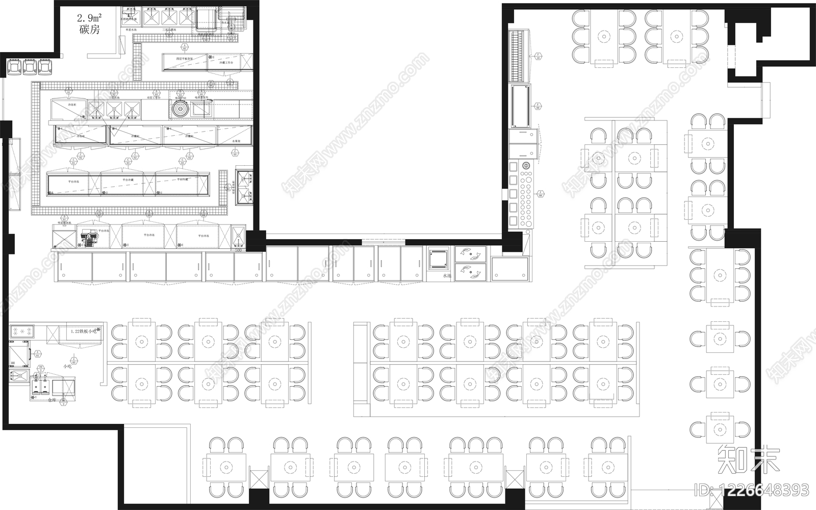 烧烤店cad施工图下载【ID:1226648393】