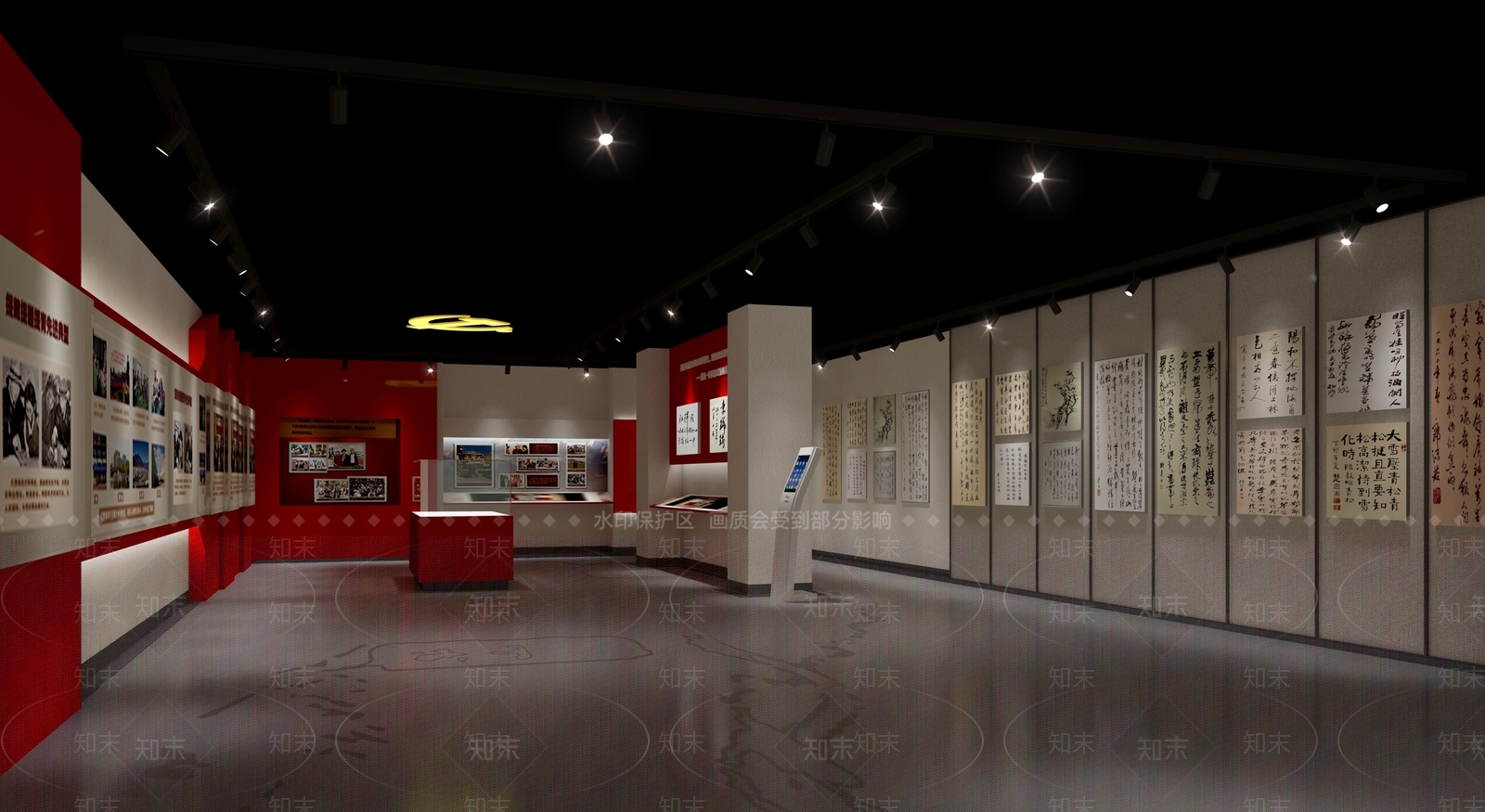学校展厅3D模型渲染效果图