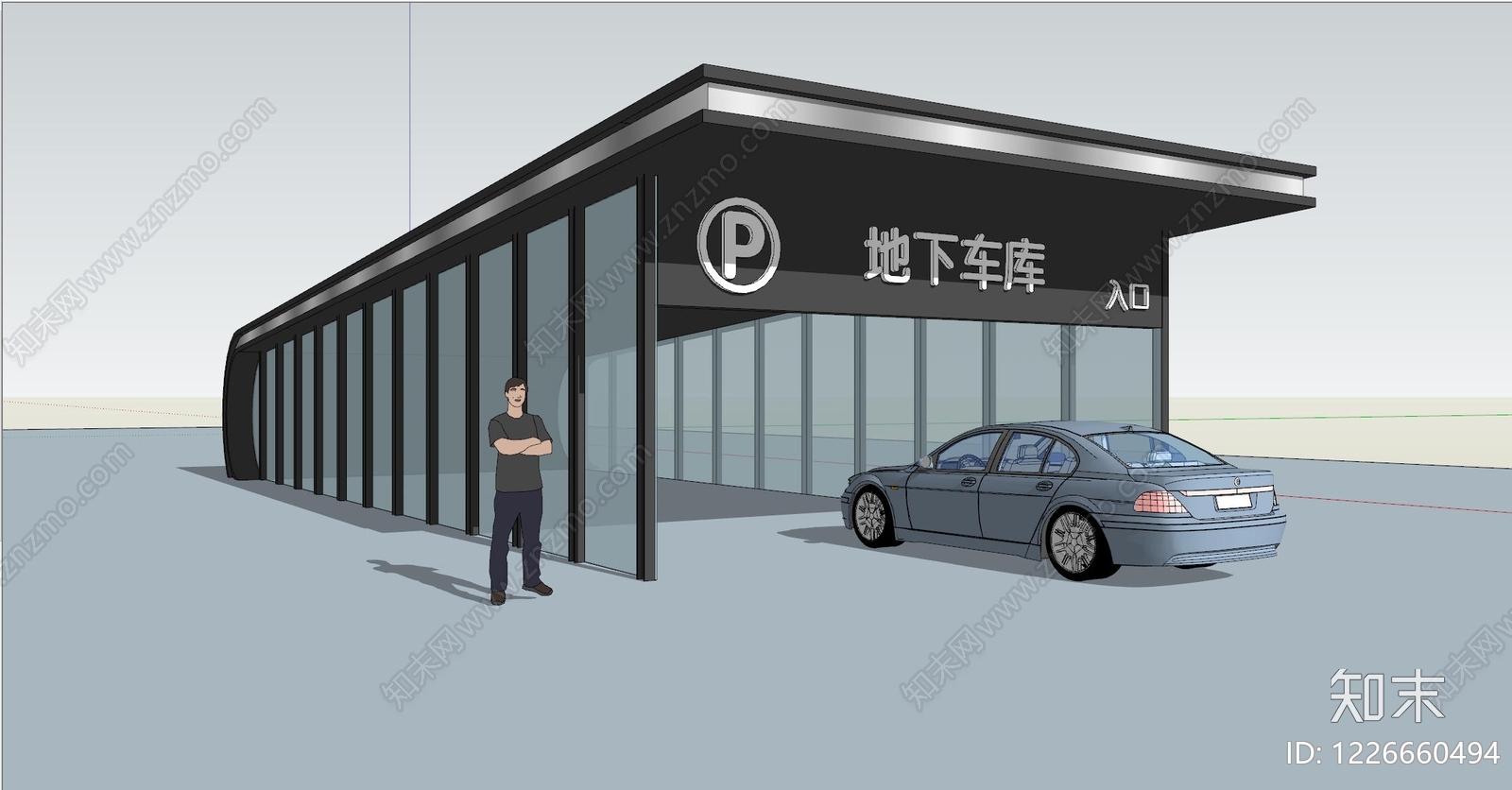 现代主义地下车库SU模型草图