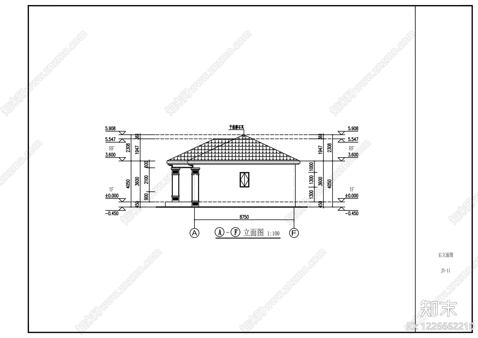 别墅建筑cad施工图下载【ID:1226662210】
