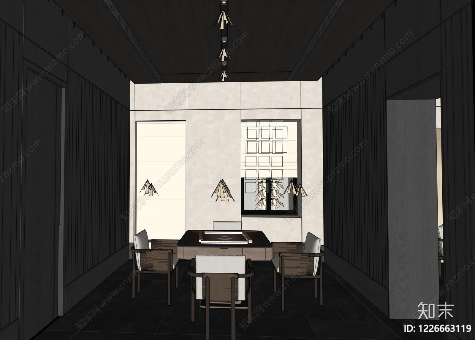 新中式棋牌室SU模型下载【ID:1226663119】