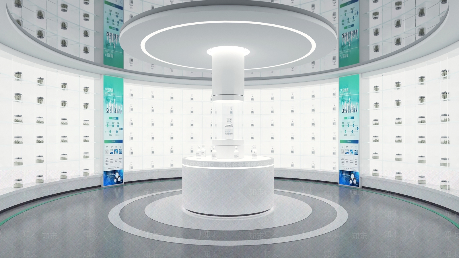 极简医疗展厅3D模型渲染效果图