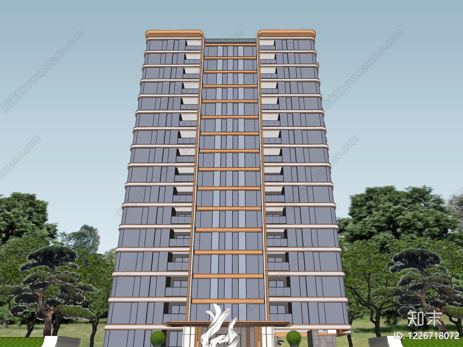 现代主义高层住宅SU模型下载【ID:1226718072】