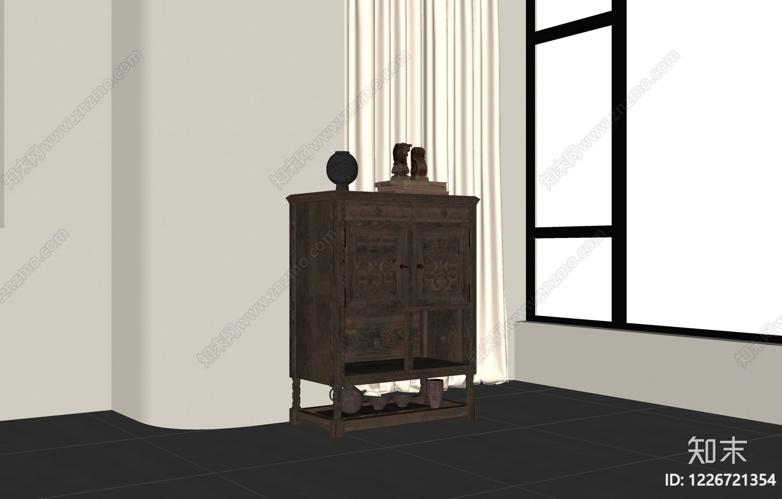 中式玄关柜SU模型下载【ID:1226721354】