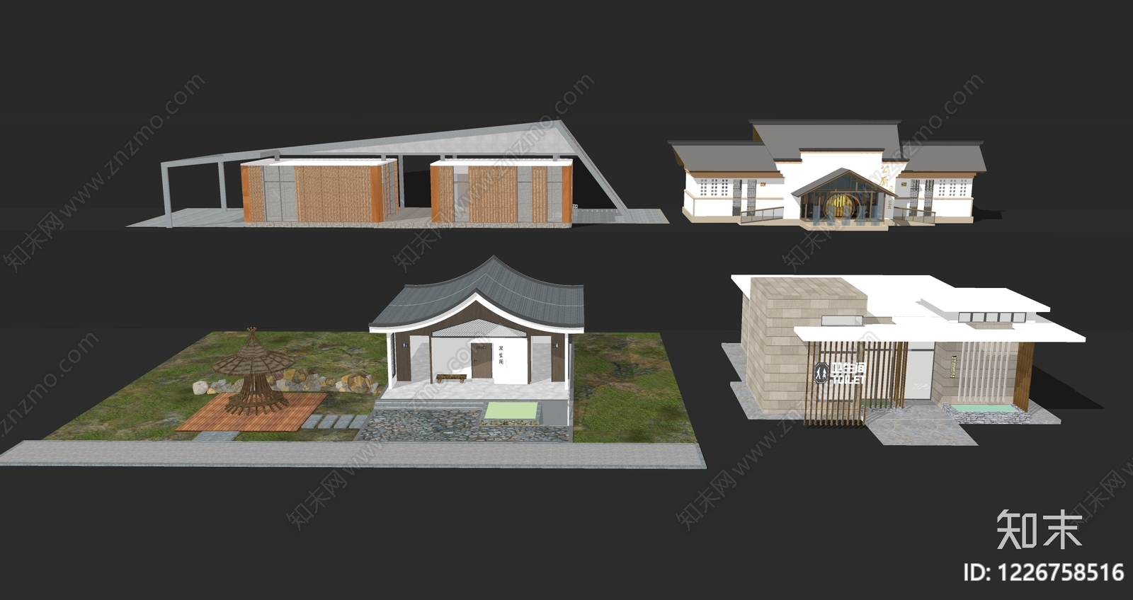 新中式小公建SU模型下载【ID:1226758516】