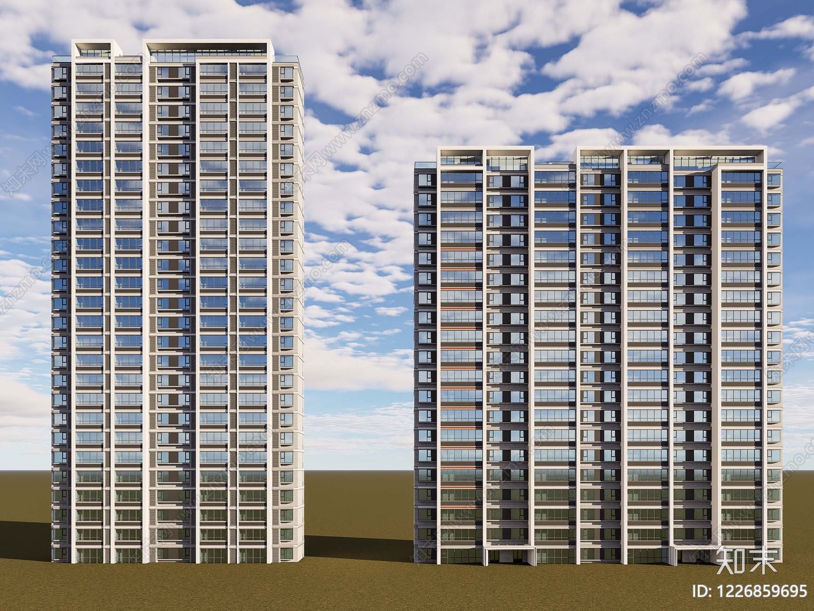 现代主义小高层住宅楼SU模型下载【ID:1226859695】