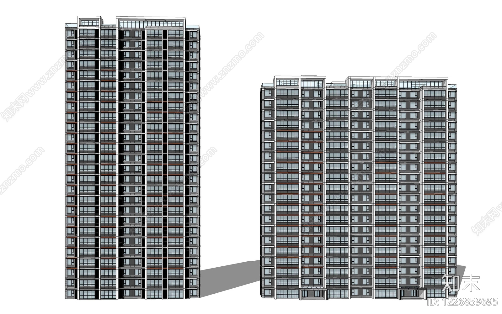 现代主义小高层住宅楼SU模型下载【ID:1226859695】
