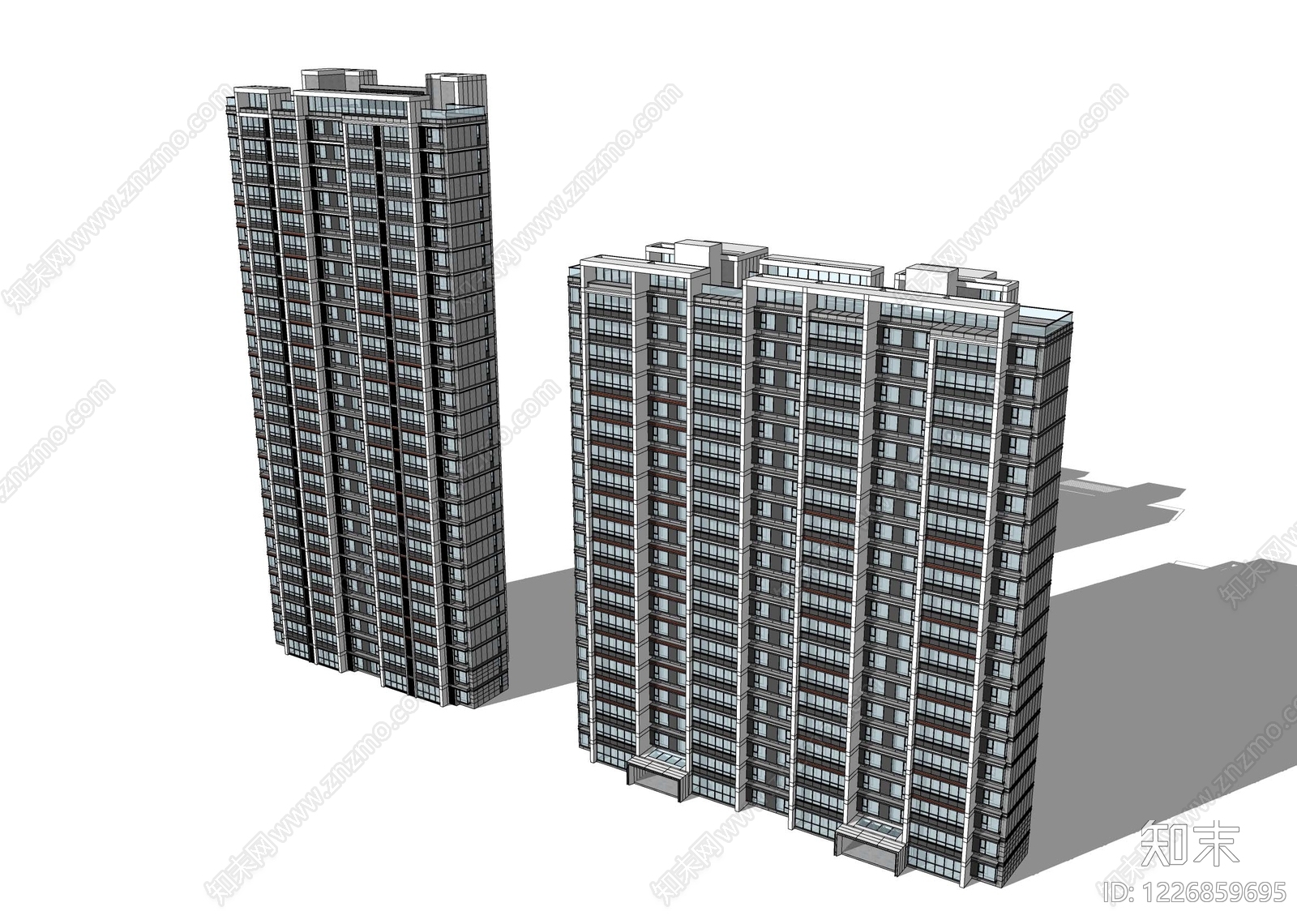 现代主义小高层住宅楼SU模型下载【ID:1226859695】