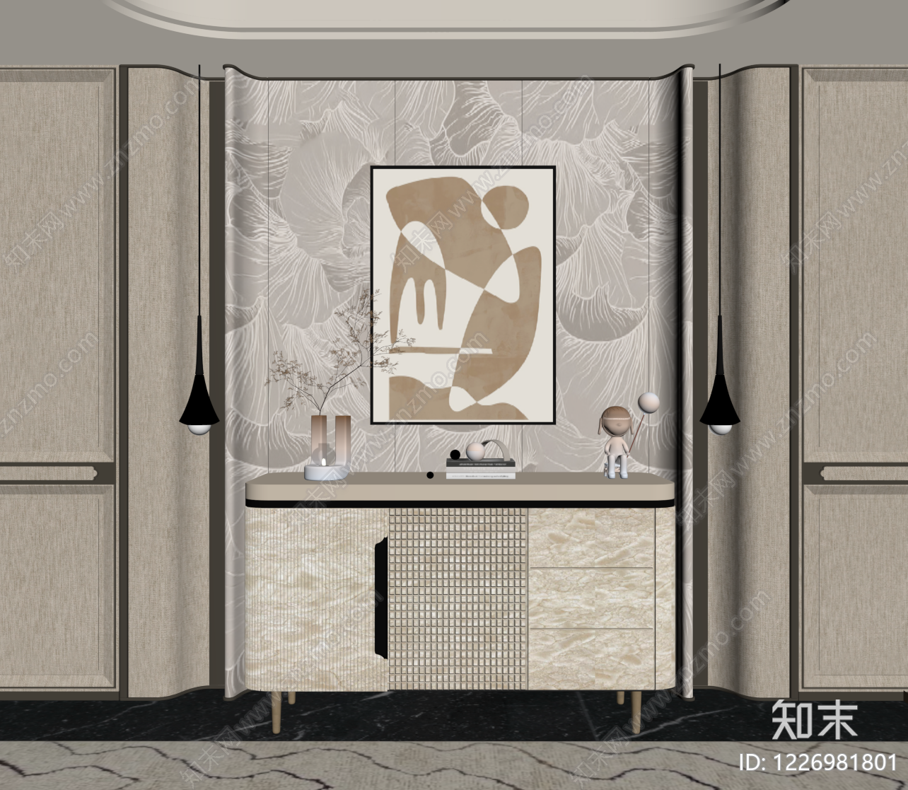 轻奢玄关SU模型下载【ID:1226981801】