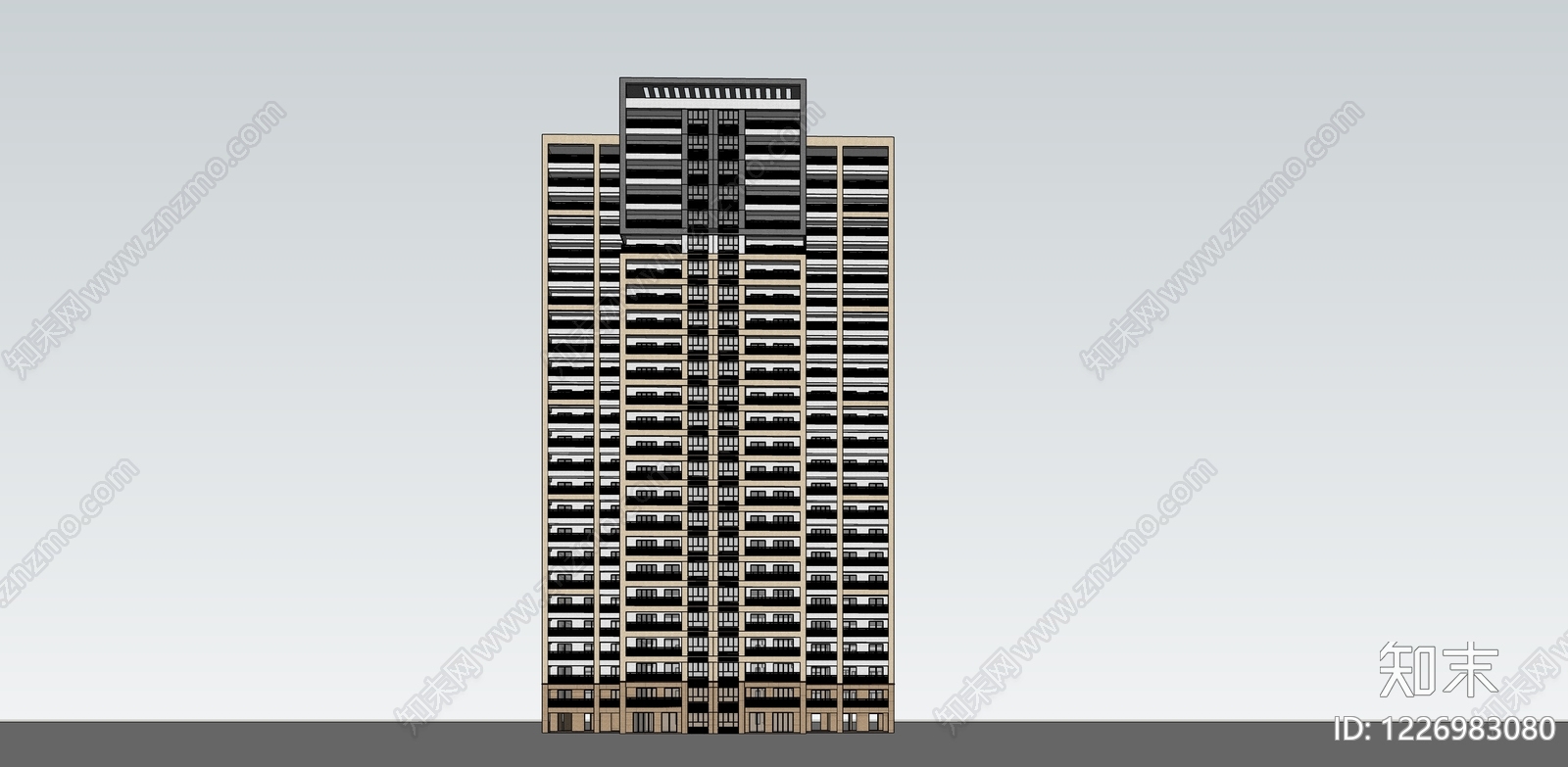 现代主义小高层住宅楼SU模型下载【ID:1226983080】
