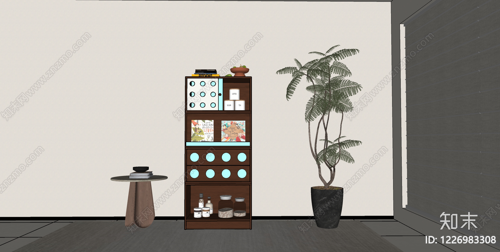 现代简约书柜SU模型下载【ID:1226983308】