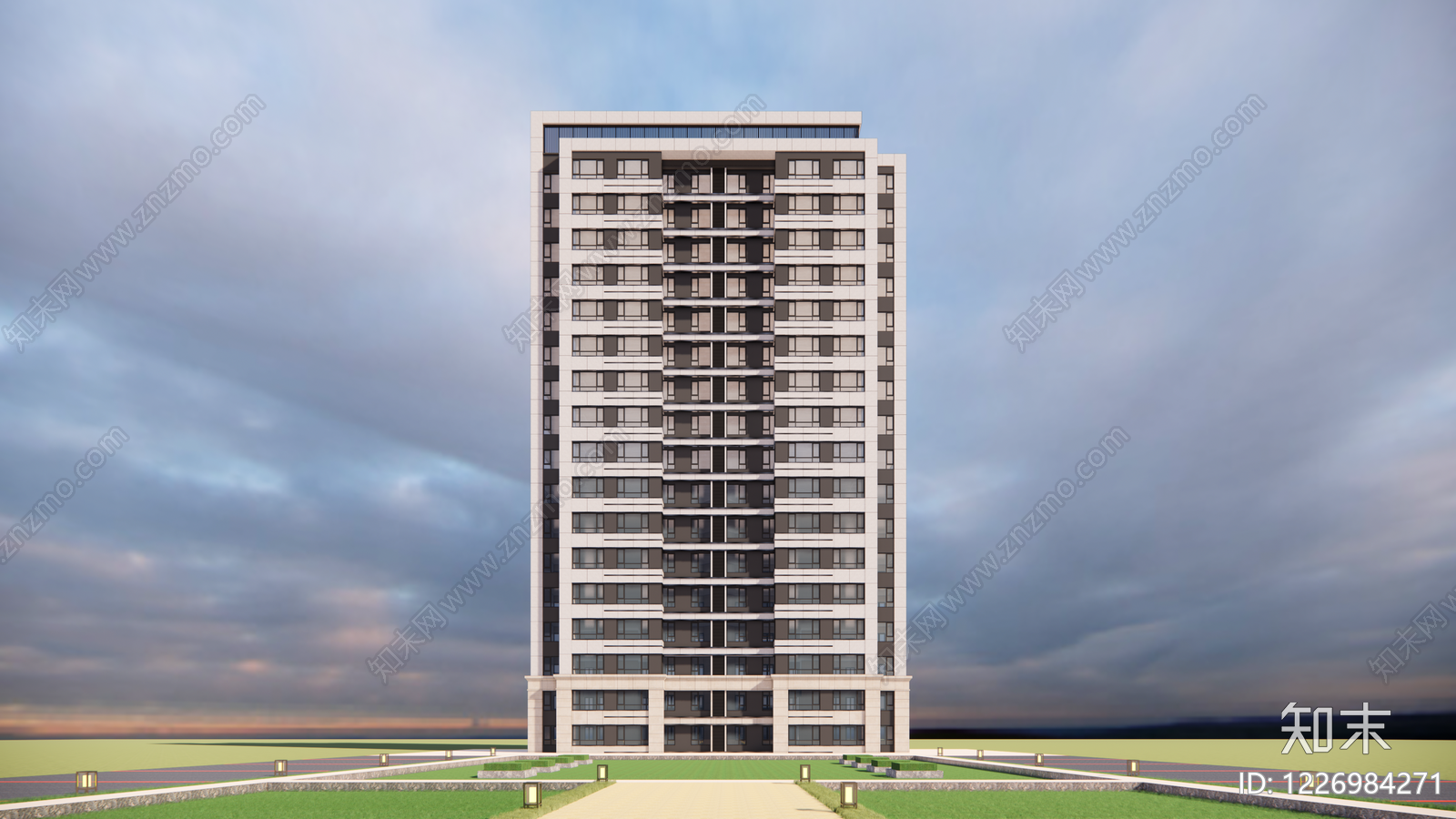 现代主义小高层住宅楼SU模型下载【ID:1226984271】