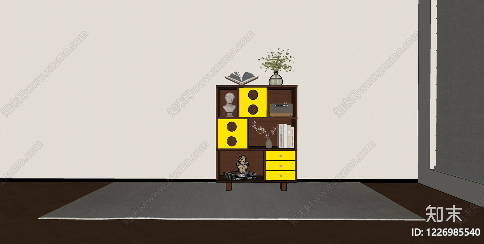 孟菲斯书柜SU模型下载【ID:1226985540】