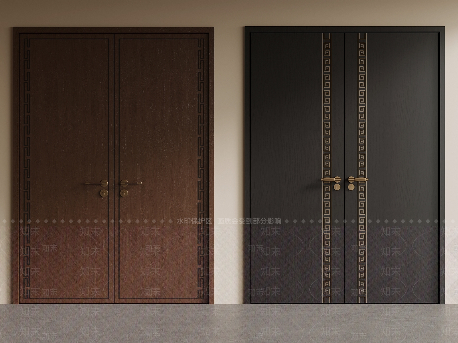 新中式双开门3D模型下载【ID:1226992850】
