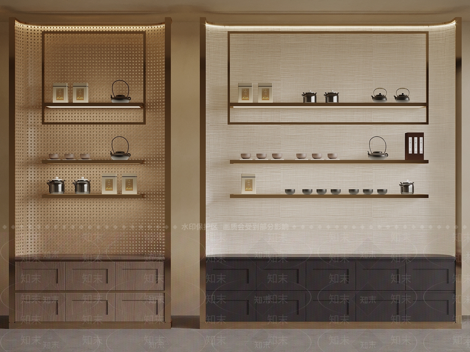 新中式茶展厅3D模型渲染效果图