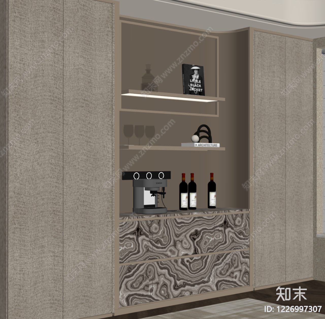 轻奢餐边柜SU模型下载【ID:1226997307】