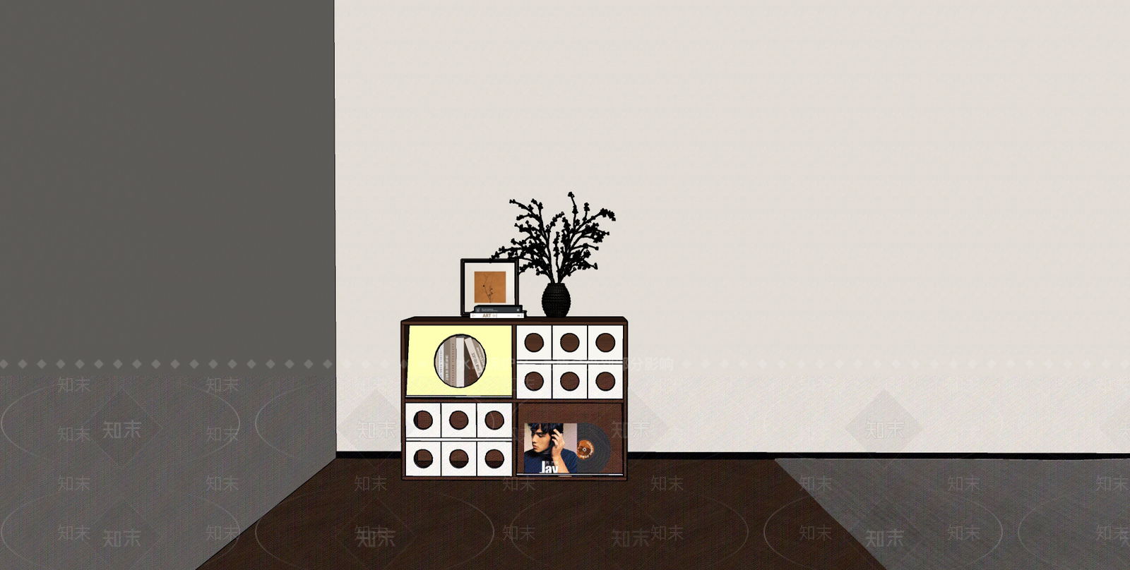 现代书柜3D模型下载【ID:1226997818】