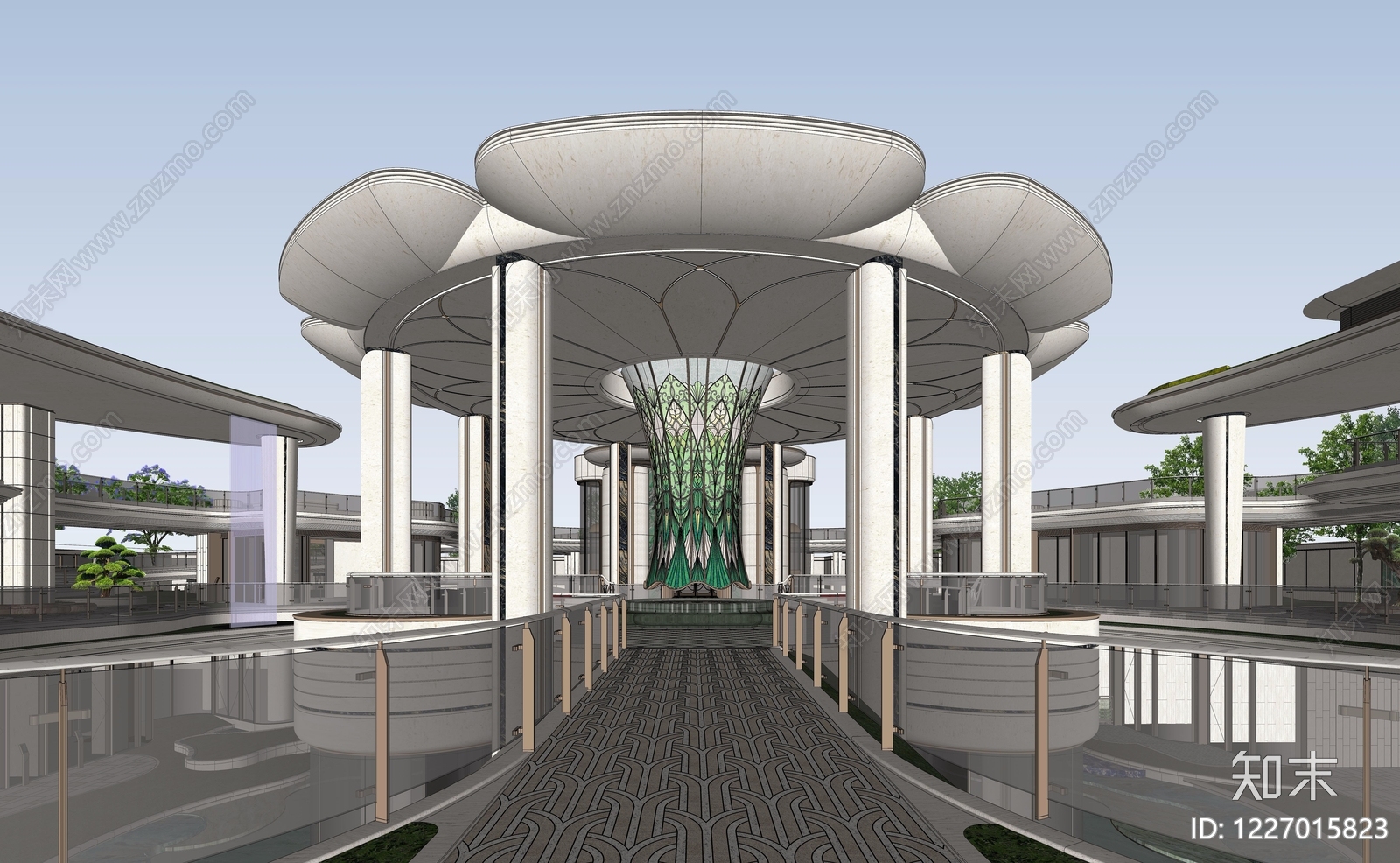 现代售楼处建筑SU模型下载【ID:1227015823】