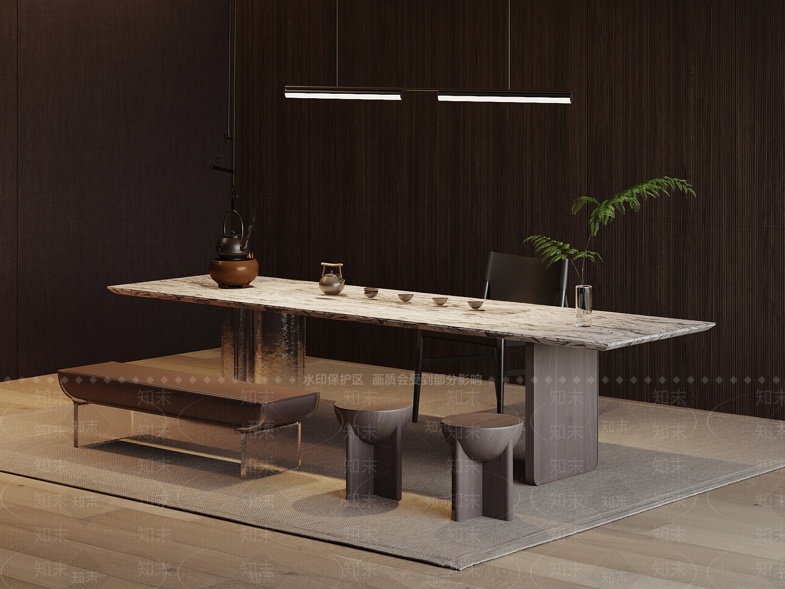 意式极简茶桌椅3D模型下载【ID:1227029446】