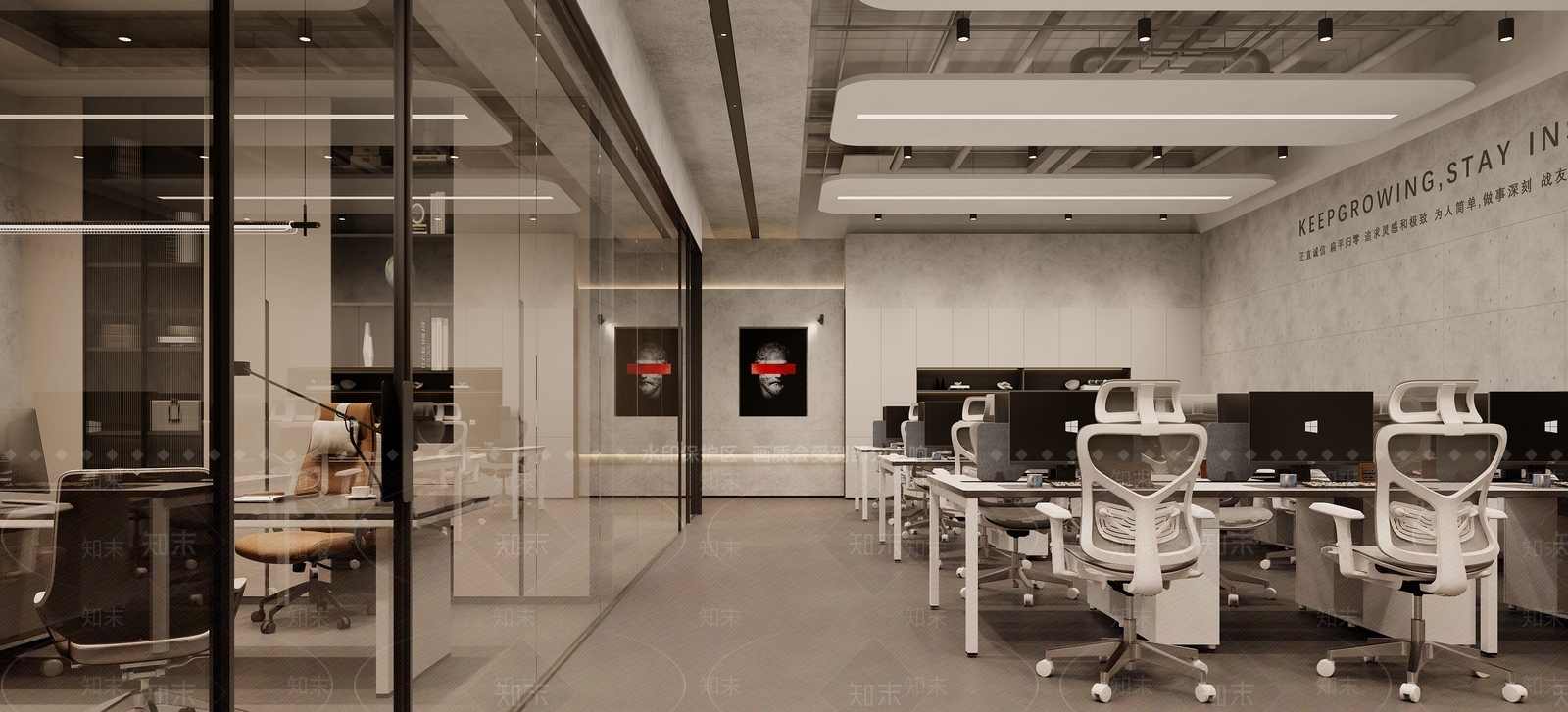 现代简约办公大厅3D模型下载【ID:1227085879】