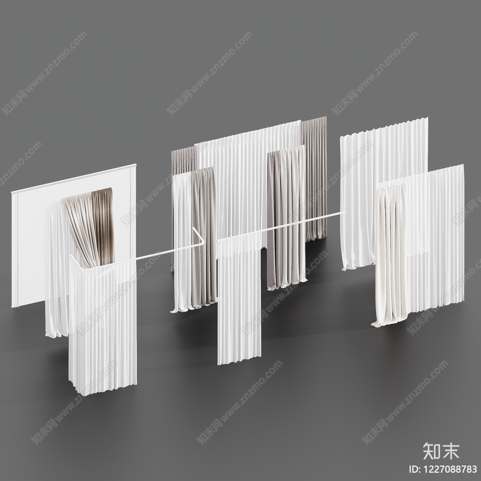 极简窗帘SU模型草图