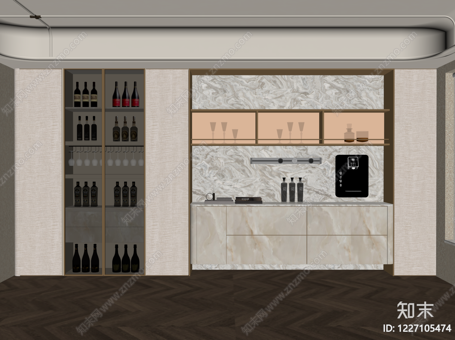 轻奢酒柜SU模型下载【ID:1227105474】