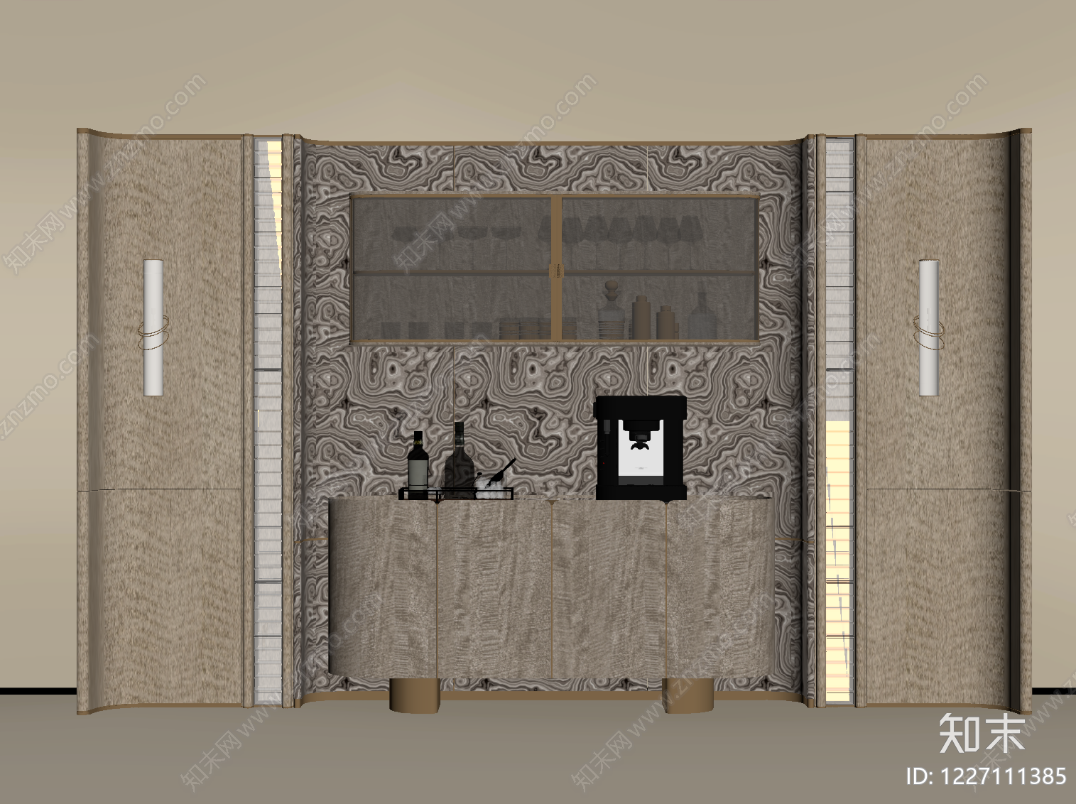 轻奢酒柜SU模型下载【ID:1227111385】