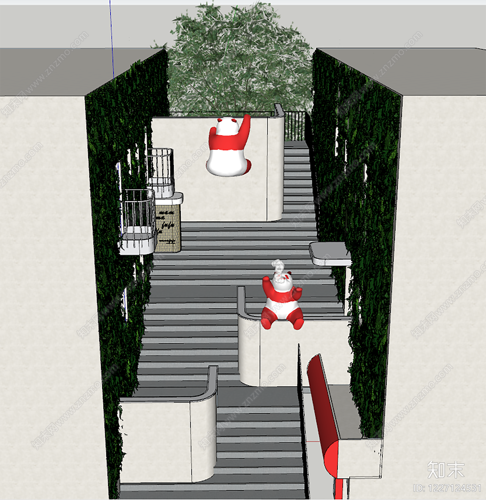 现代台阶景观SU模型下载【ID:1227124531】