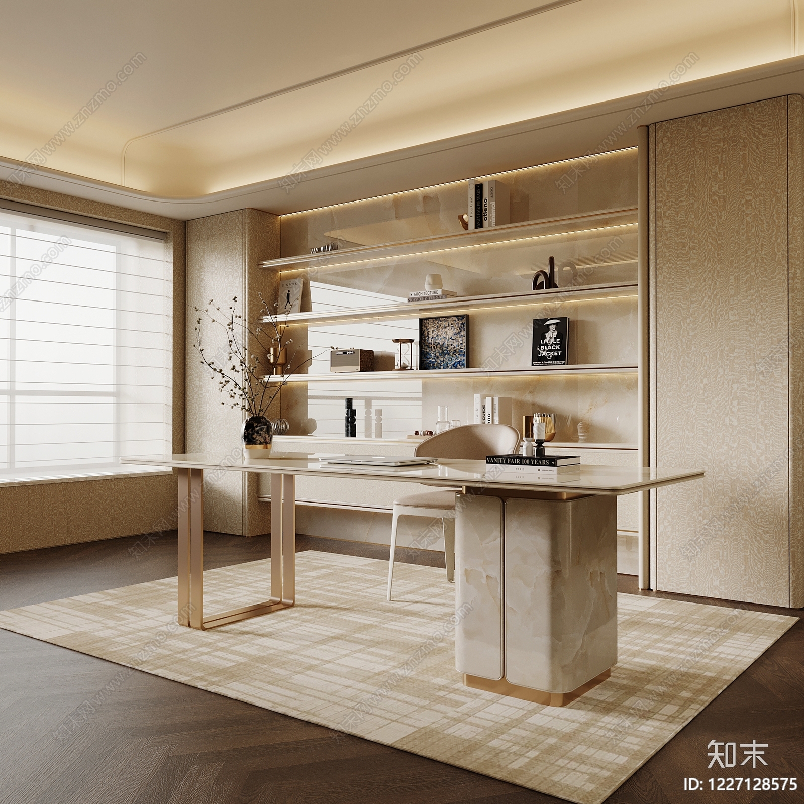 轻奢书房SU模型下载【ID:1227128575】