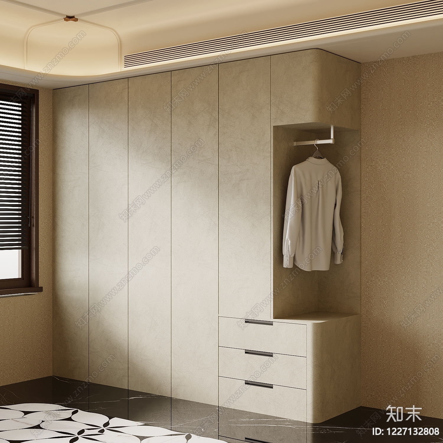 奶油风衣柜SU模型下载【ID:1227132808】