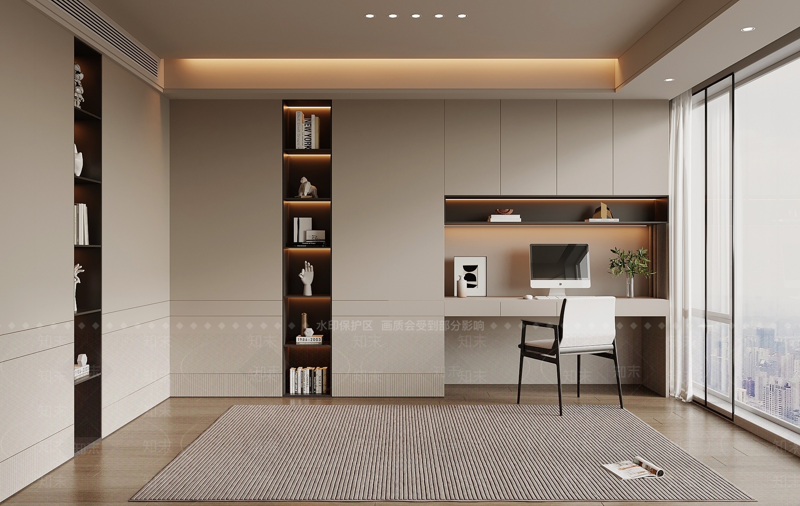 现代简约书房3D模型下载【ID:1227135545】