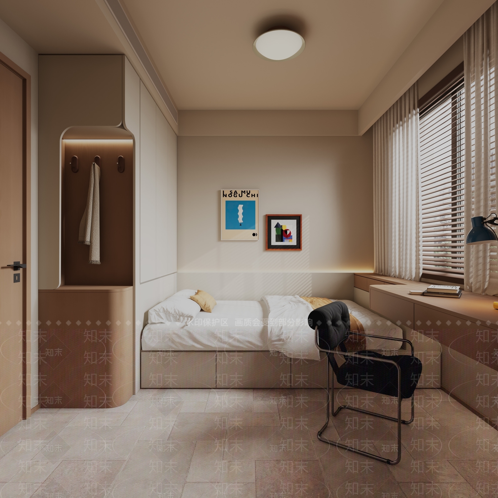 现代简约小卧室3D模型下载【ID:1227137275】